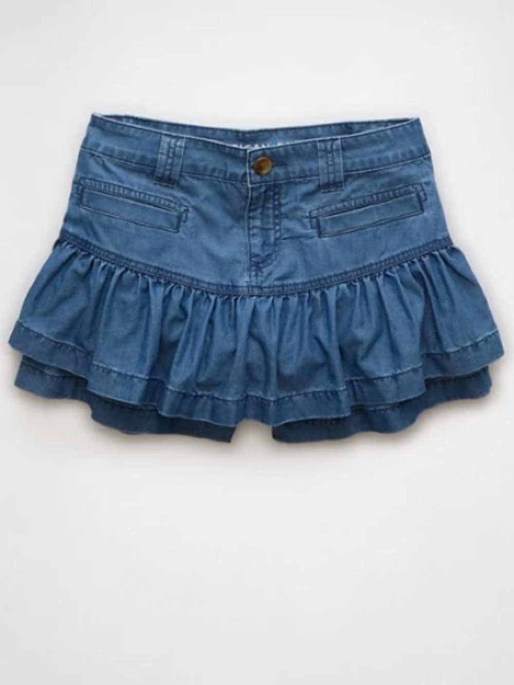 American Eagle Outfitters Blue Denim Stretch Mini Bloomer Skort 16